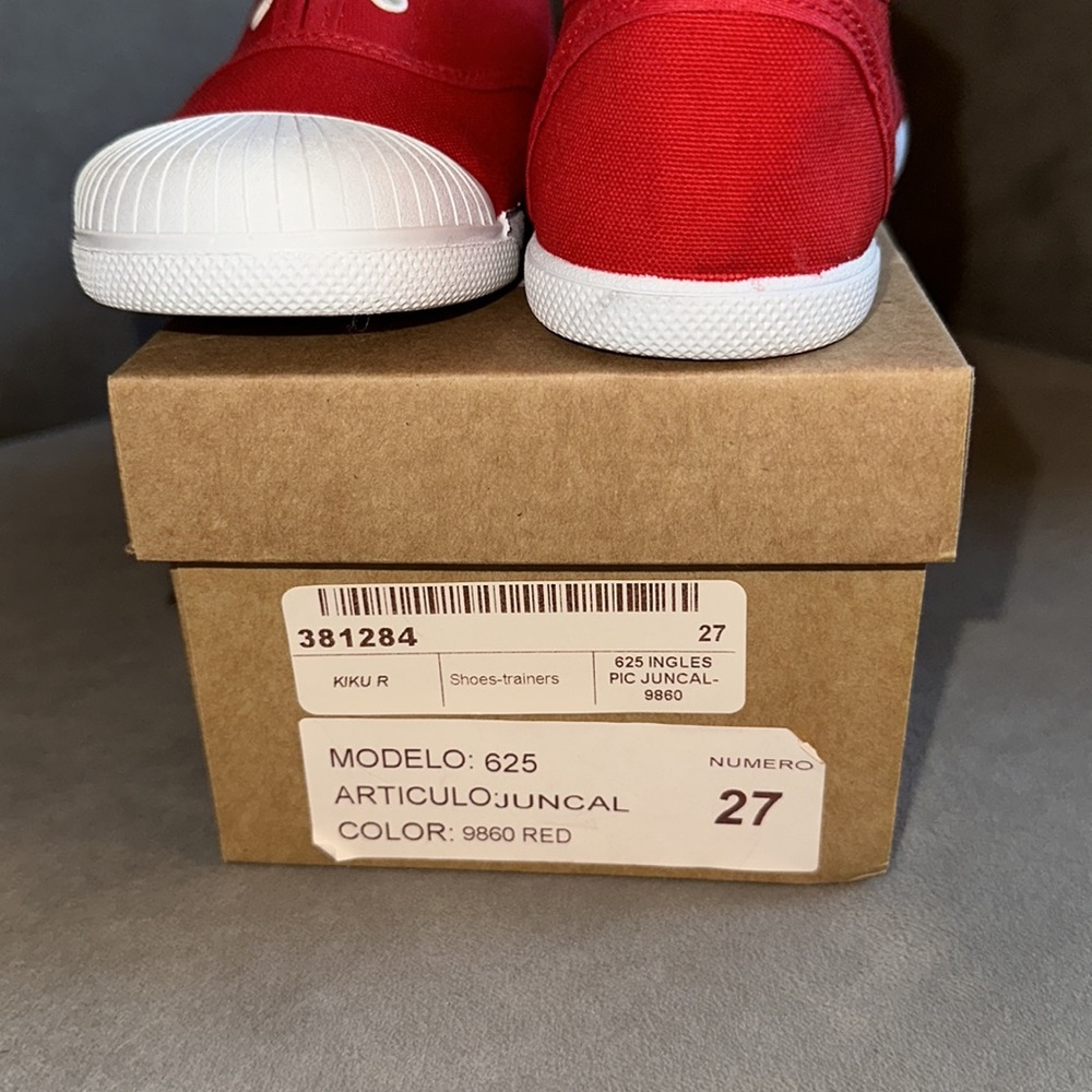Toddler Girl Red Canvas Slip-on Trainers by KIKU - Boutique Kids Sneakers - Picture 13 of 15